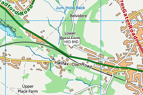 HX3 8HD map - OS VectorMap District (Ordnance Survey)