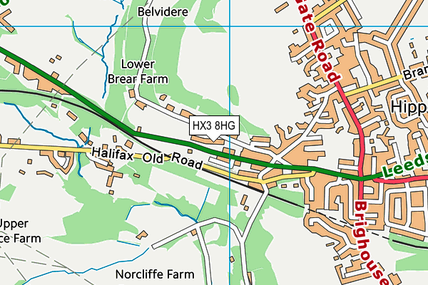 HX3 8HG map - OS VectorMap District (Ordnance Survey)