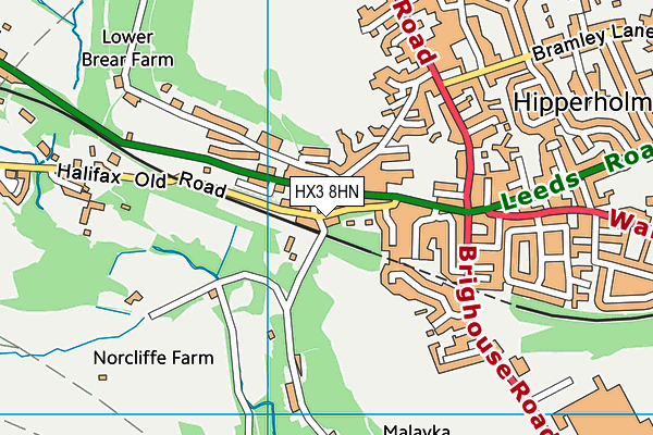 HX3 8HN map - OS VectorMap District (Ordnance Survey)