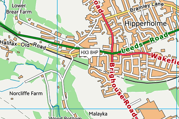 HX3 8HP map - OS VectorMap District (Ordnance Survey)