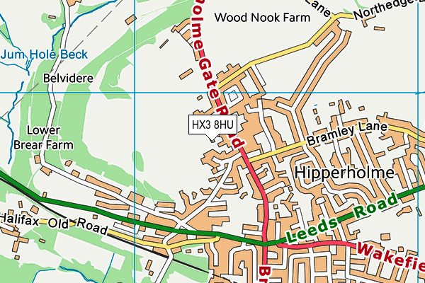 HX3 8HU map - OS VectorMap District (Ordnance Survey)
