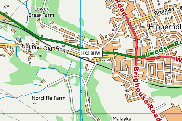 HX3 8HW map - OS VectorMap District (Ordnance Survey)