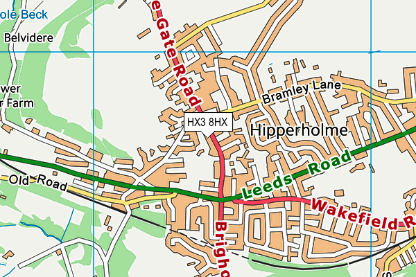 HX3 8HX map - OS VectorMap District (Ordnance Survey)