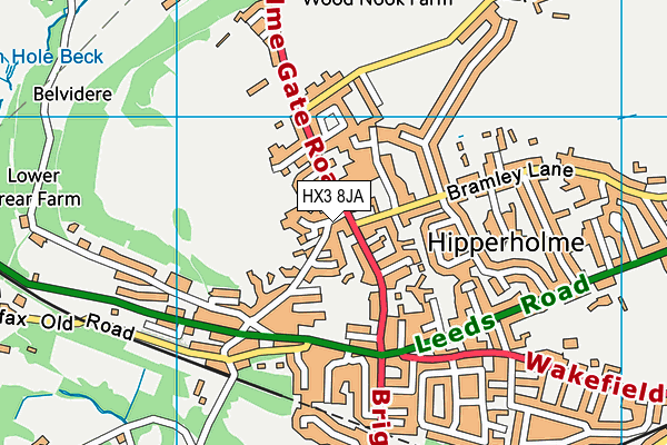 HX3 8JA map - OS VectorMap District (Ordnance Survey)