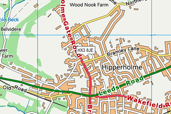 HX3 8JE map - OS VectorMap District (Ordnance Survey)