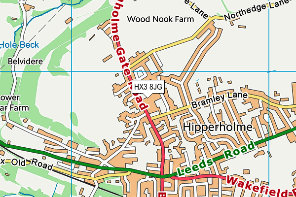 HX3 8JG map - OS VectorMap District (Ordnance Survey)