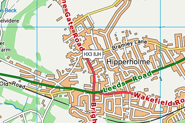 HX3 8JH map - OS VectorMap District (Ordnance Survey)