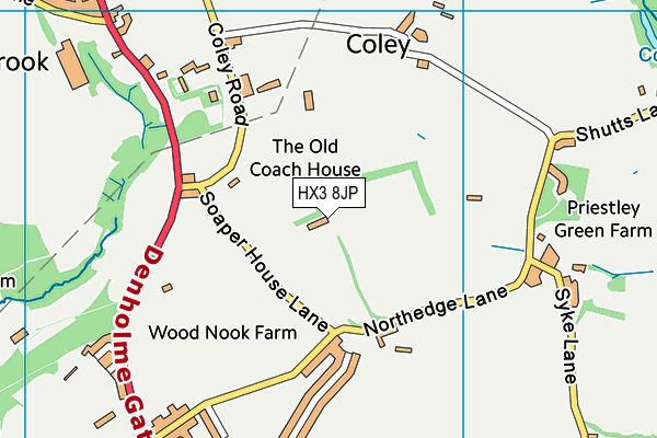 HX3 8JP map - OS VectorMap District (Ordnance Survey)