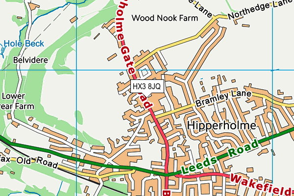 Woodhead Recreation Ground map (HX3 8JQ) - OS VectorMap District (Ordnance Survey)