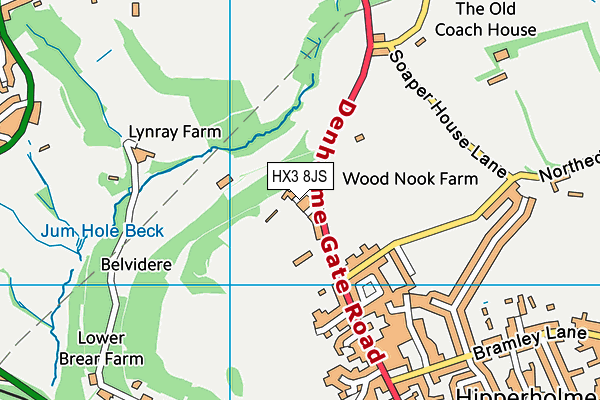 HX3 8JS map - OS VectorMap District (Ordnance Survey)