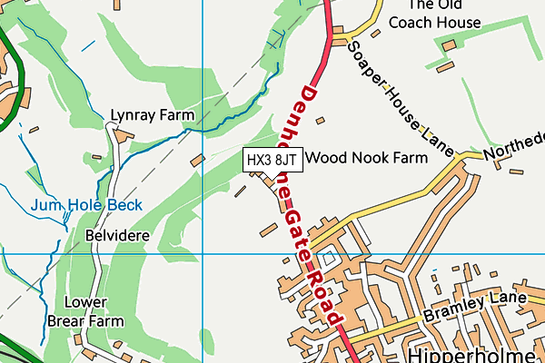 HX3 8JT map - OS VectorMap District (Ordnance Survey)