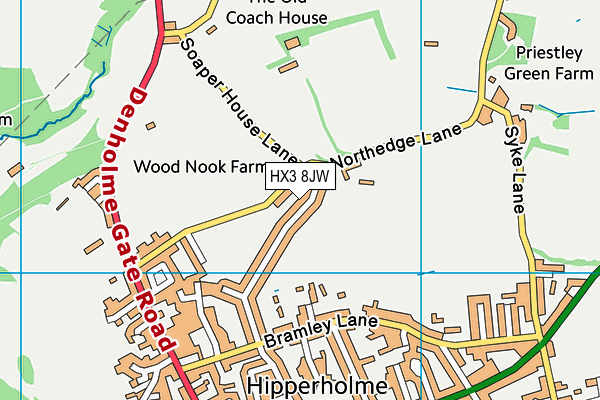 HX3 8JW map - OS VectorMap District (Ordnance Survey)