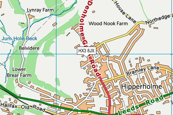 HX3 8JX map - OS VectorMap District (Ordnance Survey)