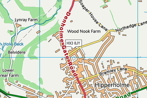 HX3 8JY map - OS VectorMap District (Ordnance Survey)