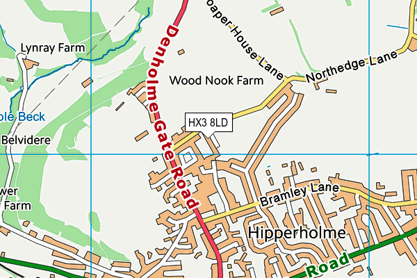 HX3 8LD map - OS VectorMap District (Ordnance Survey)