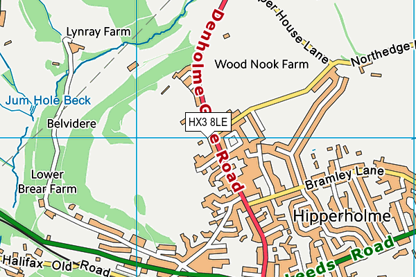 HX3 8LE map - OS VectorMap District (Ordnance Survey)