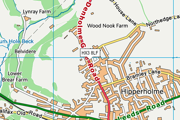 HX3 8LF map - OS VectorMap District (Ordnance Survey)