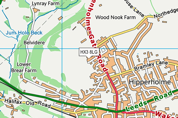 HX3 8LG map - OS VectorMap District (Ordnance Survey)