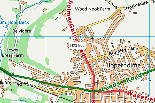 HX3 8LL map - OS VectorMap District (Ordnance Survey)