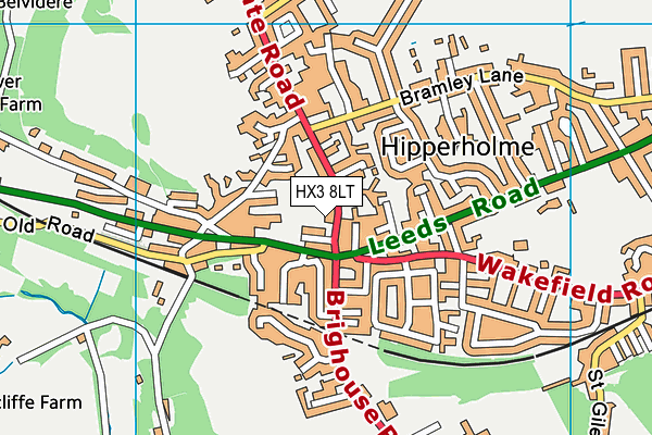 HX3 8LT map - OS VectorMap District (Ordnance Survey)