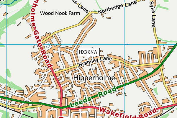 HX3 8NW map - OS VectorMap District (Ordnance Survey)