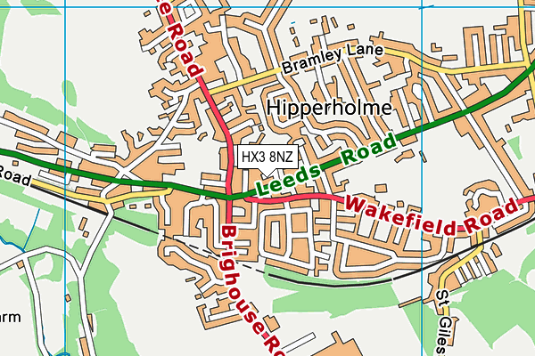 HX3 8NZ map - OS VectorMap District (Ordnance Survey)