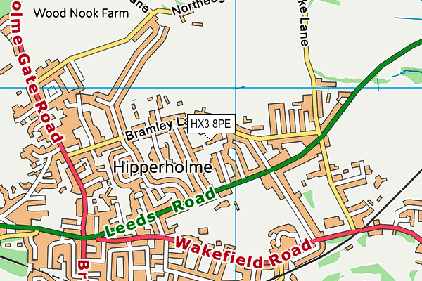 HX3 8PE map - OS VectorMap District (Ordnance Survey)