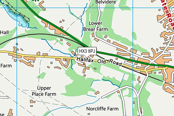 HX3 8PJ map - OS VectorMap District (Ordnance Survey)