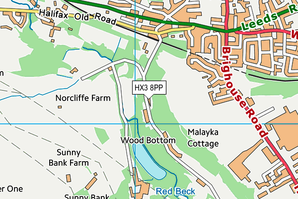 HX3 8PP map - OS VectorMap District (Ordnance Survey)