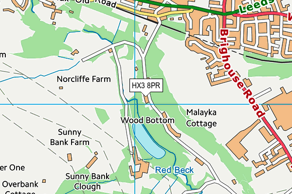 HX3 8PR map - OS VectorMap District (Ordnance Survey)