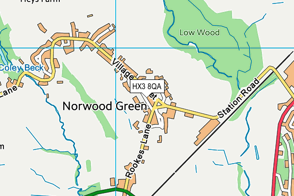 HX3 8QA map - OS VectorMap District (Ordnance Survey)