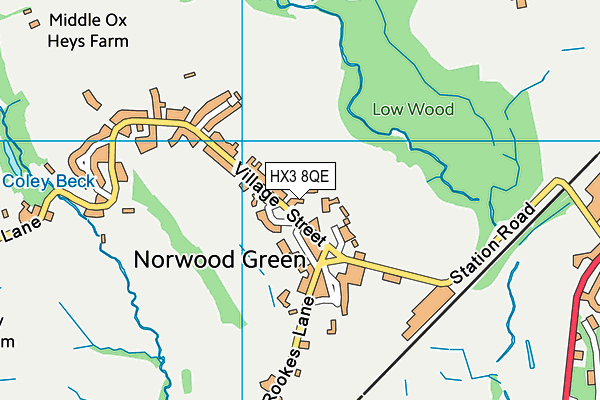 HX3 8QE map - OS VectorMap District (Ordnance Survey)