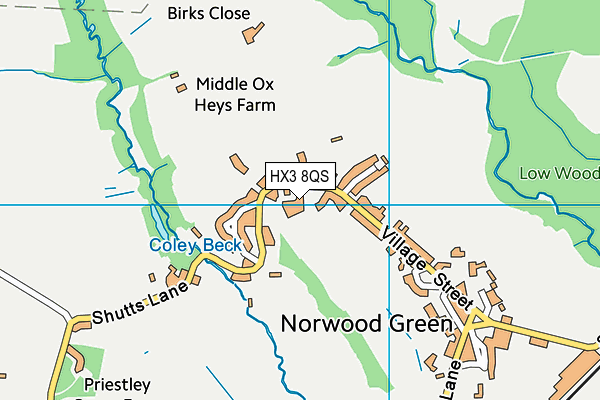 HX3 8QS map - OS VectorMap District (Ordnance Survey)