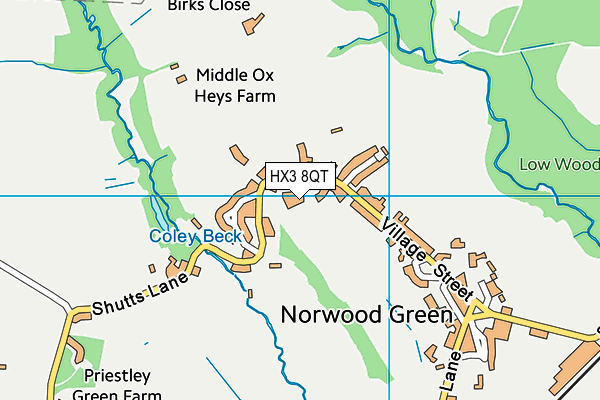 HX3 8QT map - OS VectorMap District (Ordnance Survey)