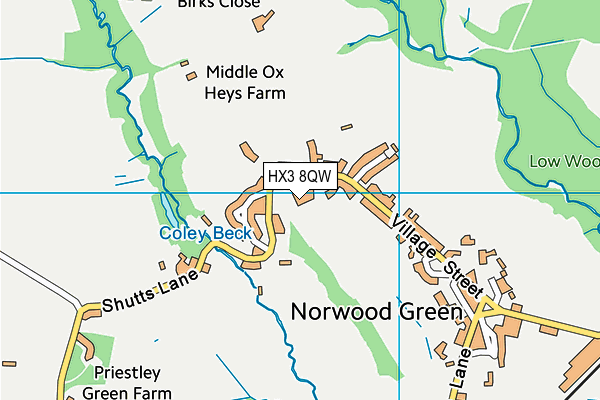 HX3 8QW map - OS VectorMap District (Ordnance Survey)