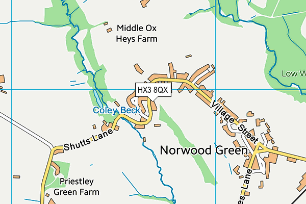 HX3 8QX map - OS VectorMap District (Ordnance Survey)