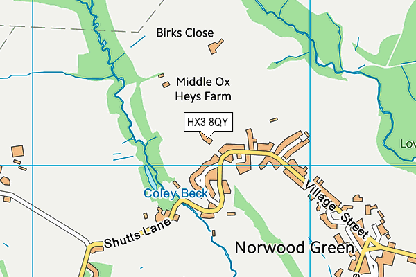 HX3 8QY map - OS VectorMap District (Ordnance Survey)