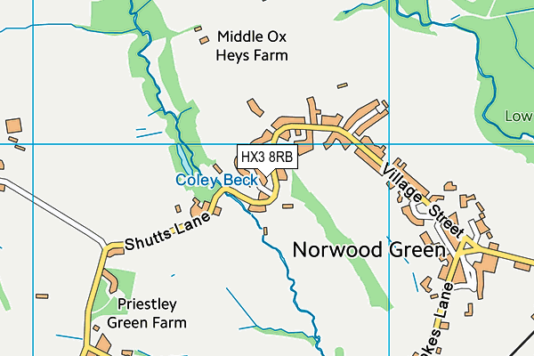 HX3 8RB map - OS VectorMap District (Ordnance Survey)