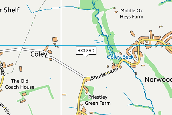 HX3 8RD map - OS VectorMap District (Ordnance Survey)