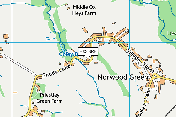 HX3 8RE map - OS VectorMap District (Ordnance Survey)