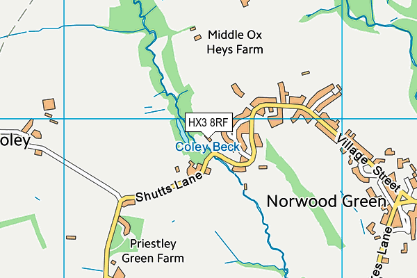 HX3 8RF map - OS VectorMap District (Ordnance Survey)