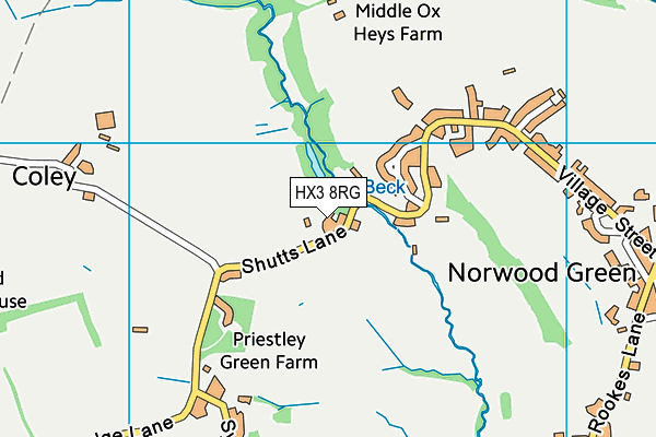 HX3 8RG map - OS VectorMap District (Ordnance Survey)