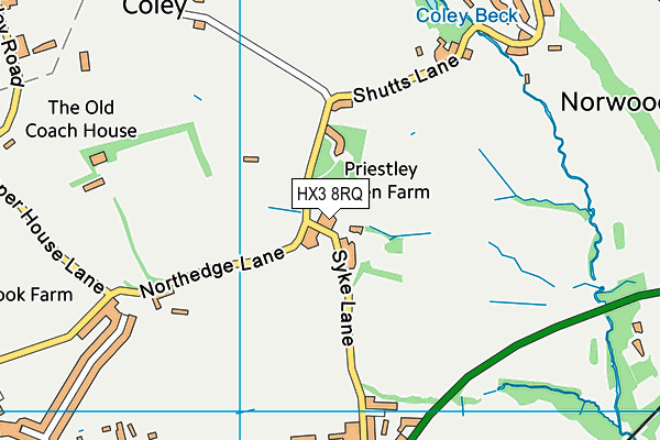 HX3 8RQ map - OS VectorMap District (Ordnance Survey)