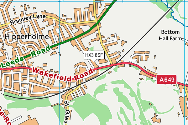 HX3 8SF map - OS VectorMap District (Ordnance Survey)