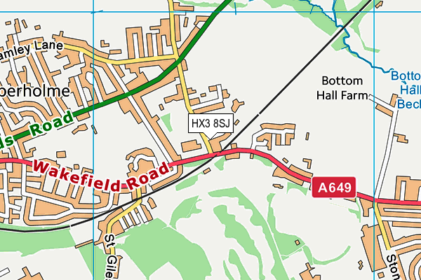 HX3 8SJ map - OS VectorMap District (Ordnance Survey)