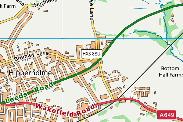 HX3 8SU map - OS VectorMap District (Ordnance Survey)