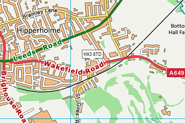 HX3 8TD map - OS VectorMap District (Ordnance Survey)