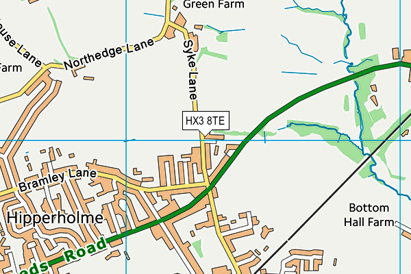 HX3 8TE map - OS VectorMap District (Ordnance Survey)