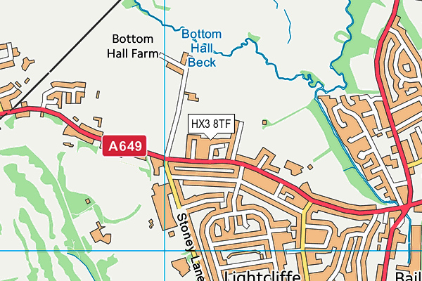 HX3 8TF map - OS VectorMap District (Ordnance Survey)