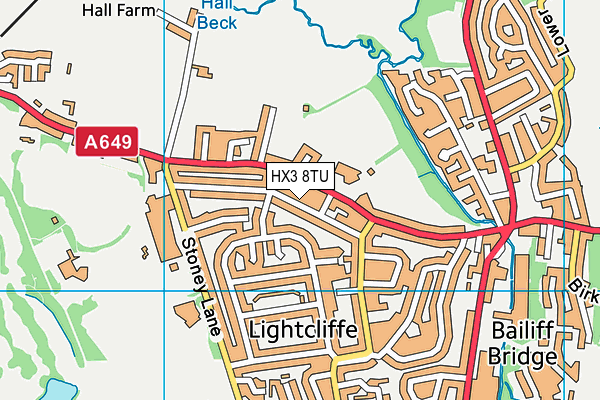 HX3 8TU map - OS VectorMap District (Ordnance Survey)